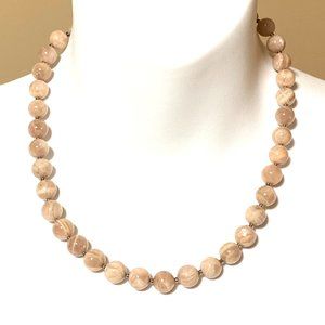 Classic Peach Moonstone Necklace, Genuine Gemstone Beaded Necklace